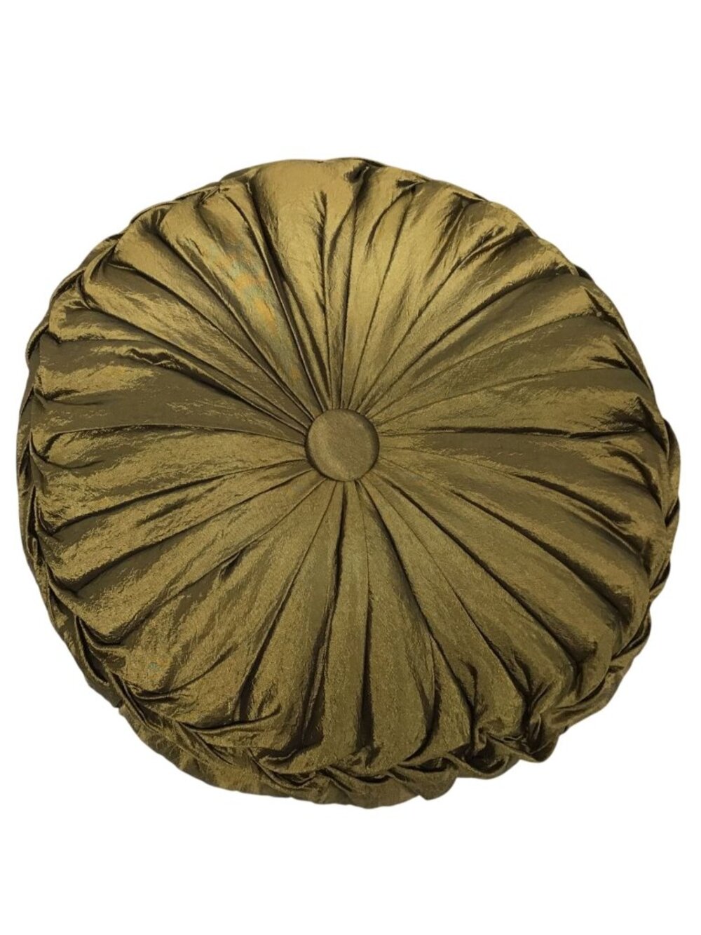 Green Pleated 13 inch Round Decorative Throw Pillow